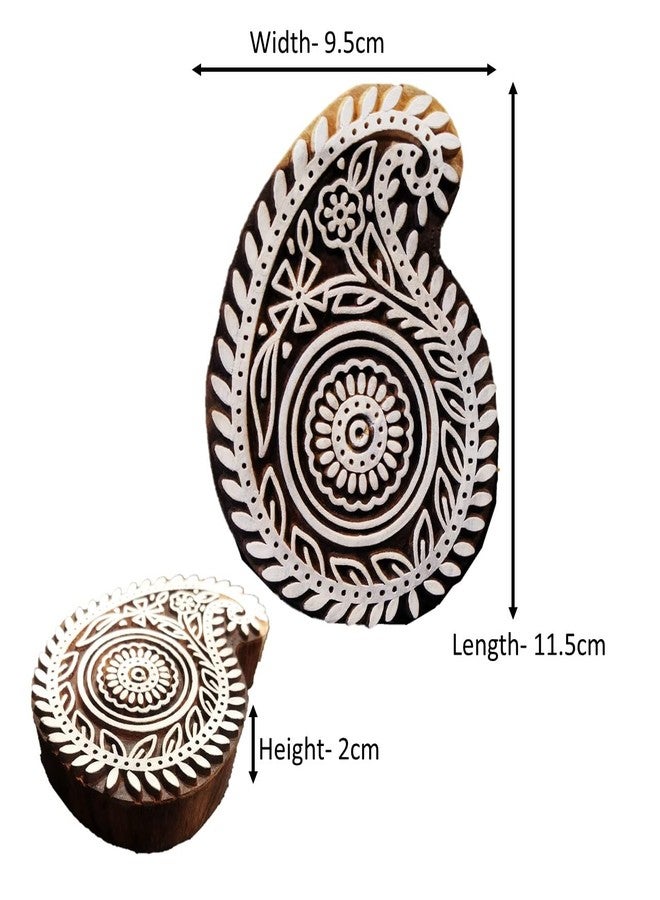 ecofynd Paisley Wood Block Stamps (Pack of 1), Wooden Blocks for Block Printing Stamp Set, Artistic Shapes Craft Kids Saree Border DIY Henna Fabric Textile Paper Clay Pottery Hand-Carved (BLOCK007) - Image 3